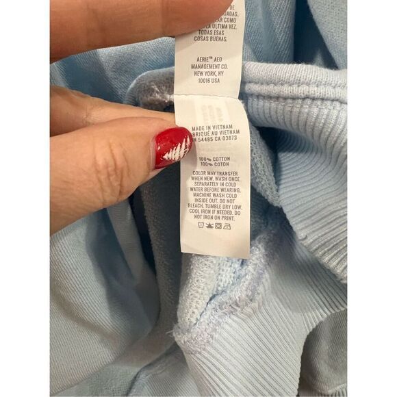 Aerie NWT Cotton Sweatshirt Baby Blue Lets go Coconuts Lounge sz medium - Picture 6 of 8